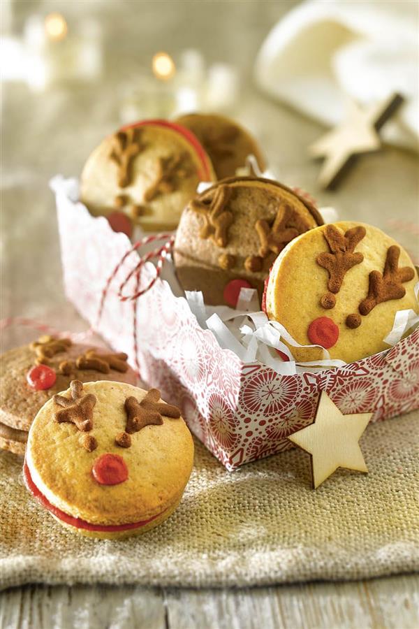 Postres navideños: cookies de renos de Papá Noel.