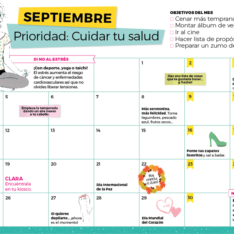 Descárgate el Calendario Clara del mes de septiembre 2017