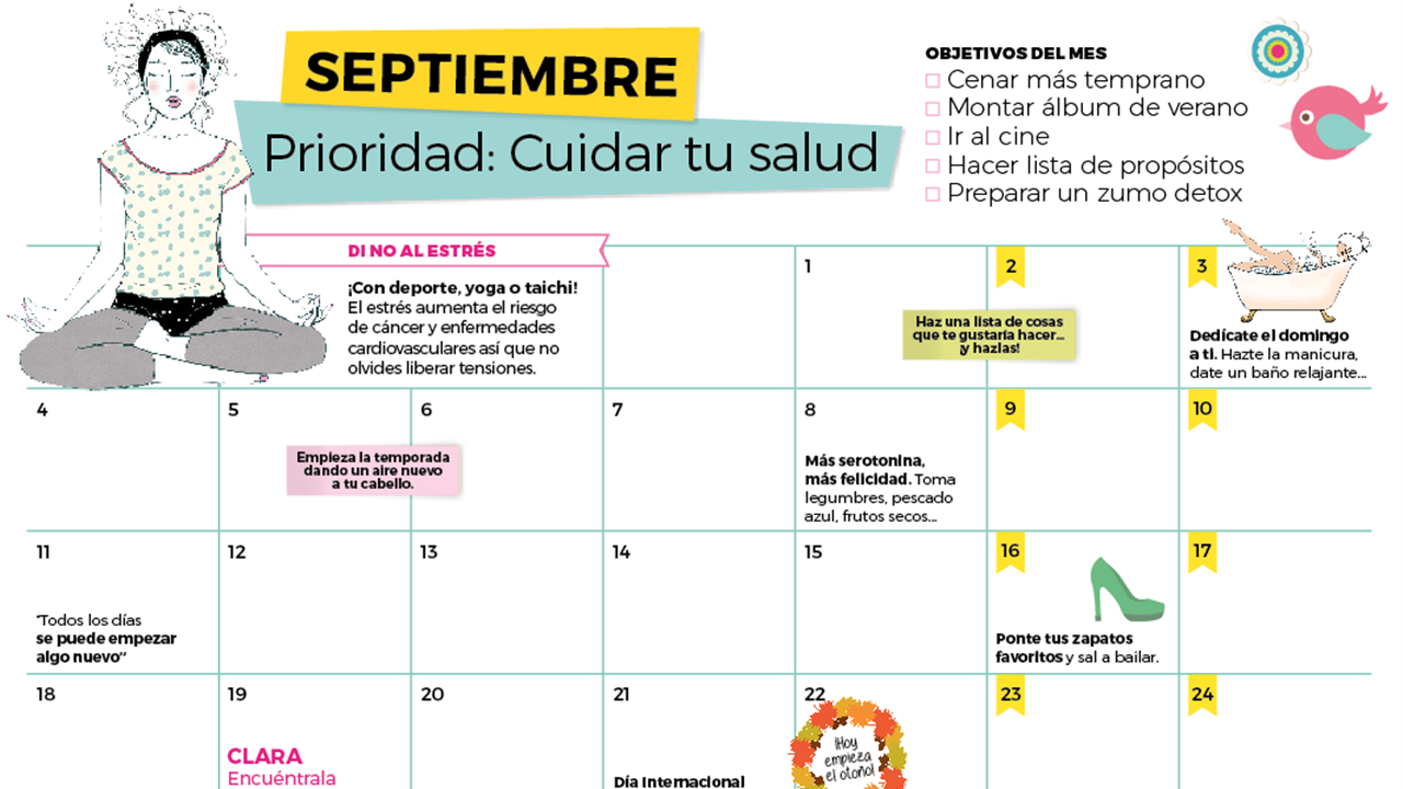 Descárgate el Calendario Clara del mes de septiembre 2017