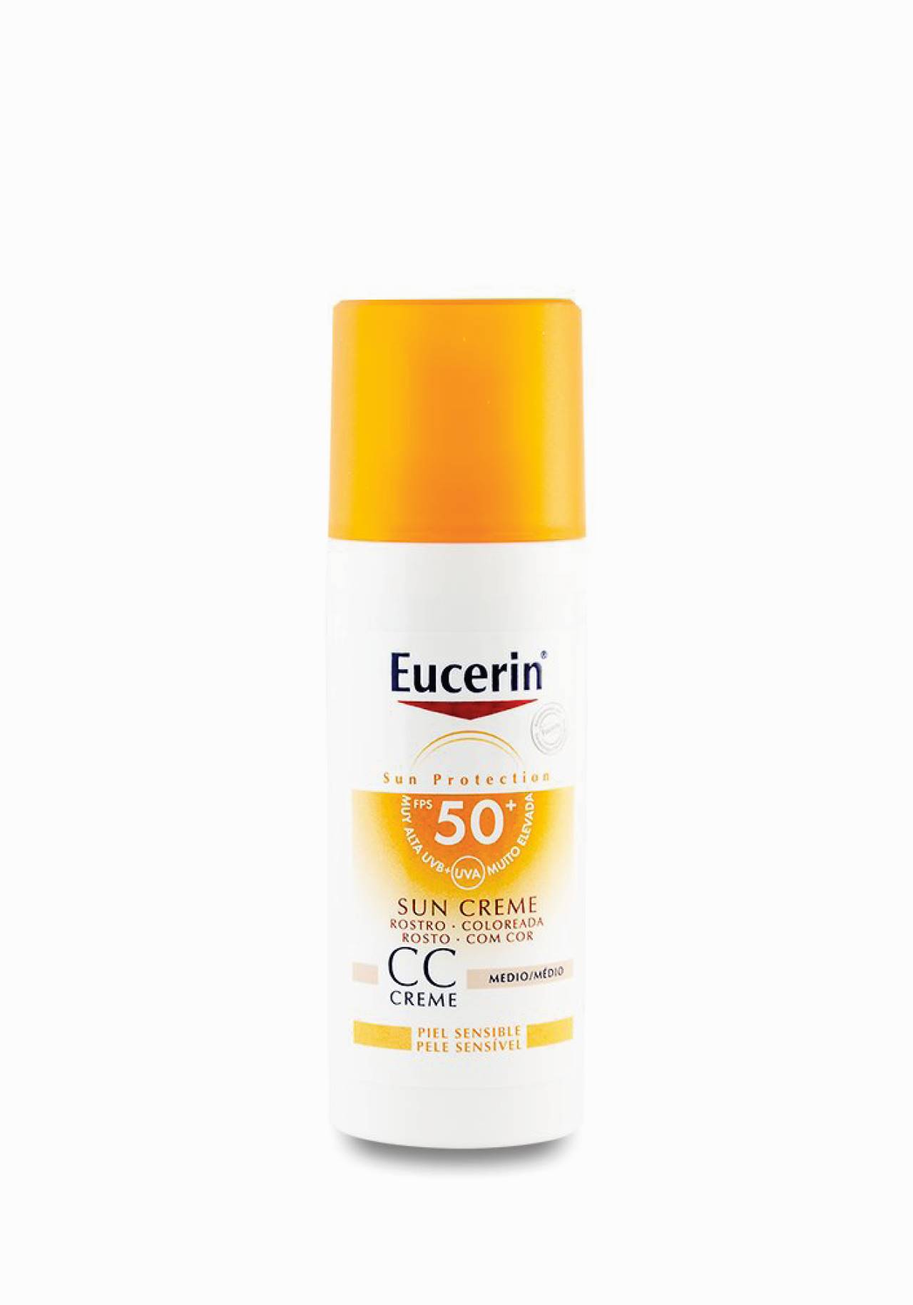 Eucerin crema  de sol coloreada para rostro FPS 50+ Piel sensible Las mejores cremas con color de farmacia por menos de 15€
