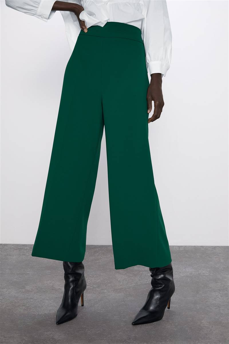 Pantalón culotte verde de Zara