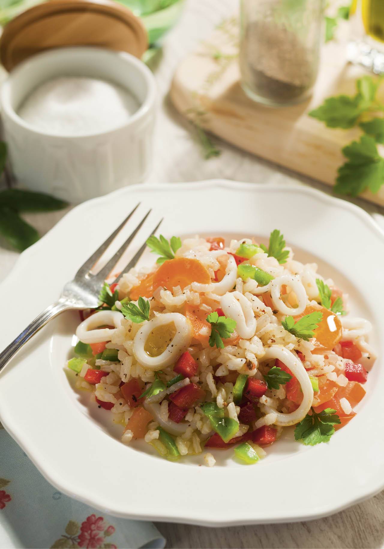 ensaladas de arroz con calamares