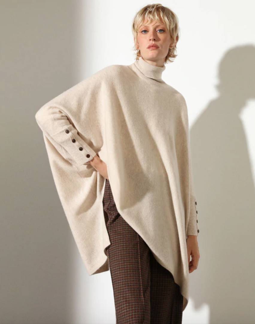 WOMAN LIMITED EL CORTE INGLÉS Jersey amplio tipo poncho de mujer con lana y cashmere