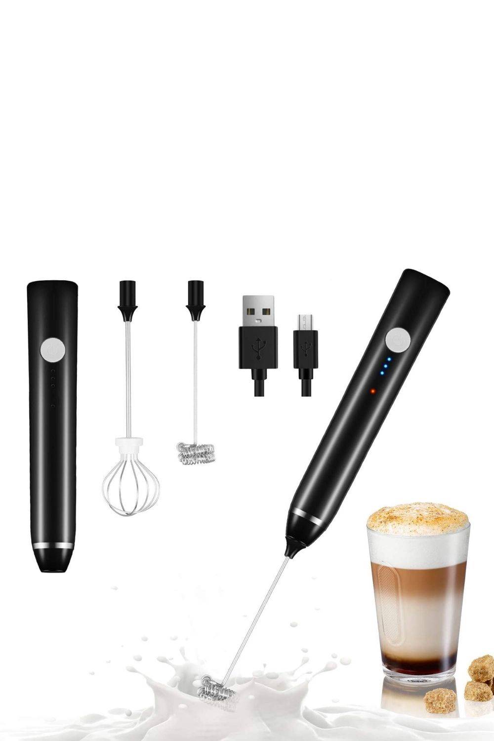 Qué pedir en Navidad Dallfoll Espumador de Leche Eléctrico, USB recargable batidor eléctrico, vaporizador de leche, Bubbler leche para Latte, capuchino, huevo batidoo (negro)