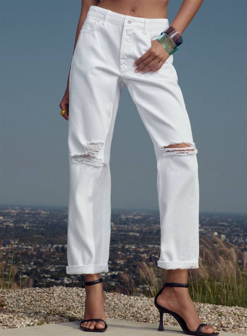 Zara pantalones rotos blancos