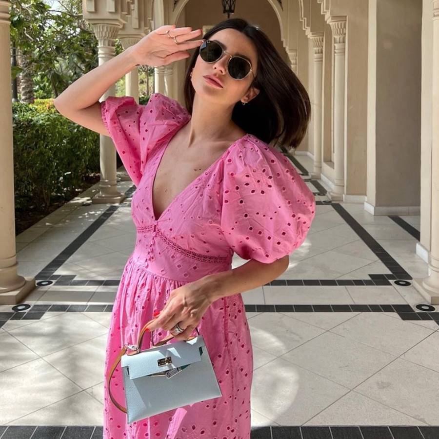 Fichamos en Zara el vestido maxi rosa con el que Alexandra Pereira ha desatado la locura en Instagram