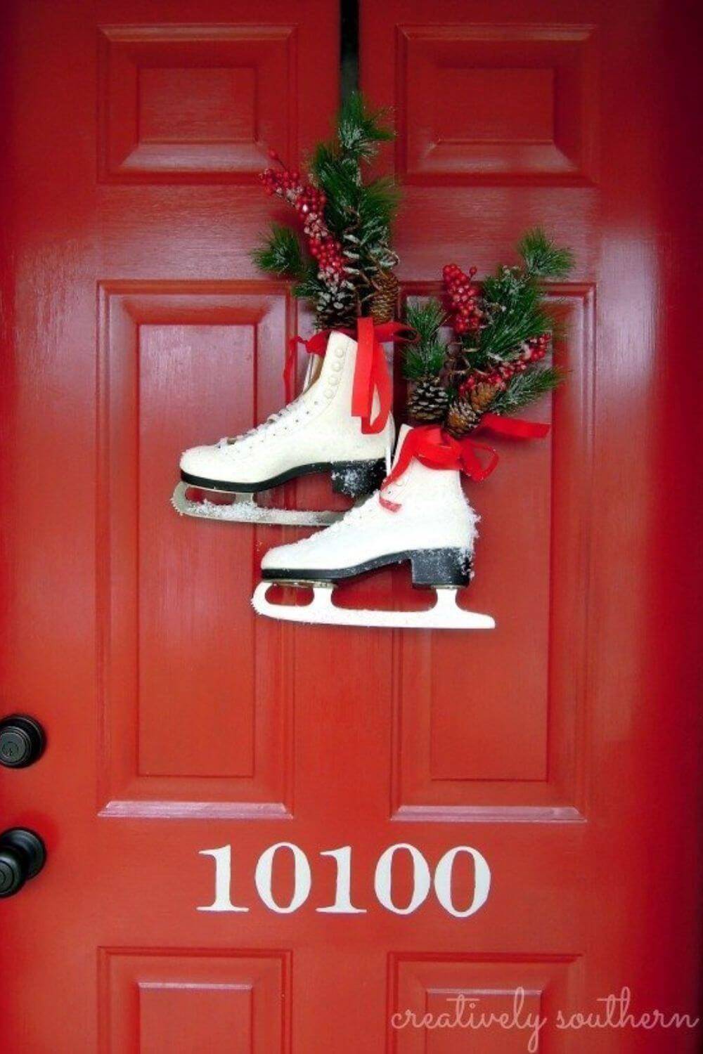 Decoraciones de Navidad para puertas con patines