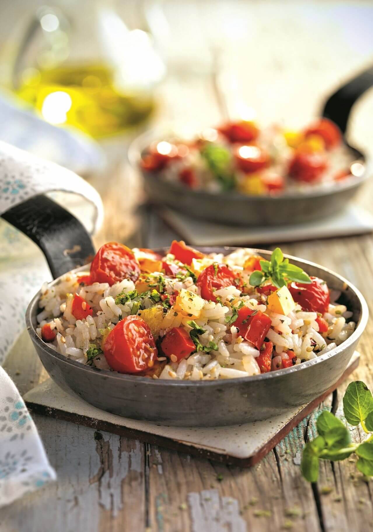 recetas saludables sartenada de arroz con pimientos y tomatitos