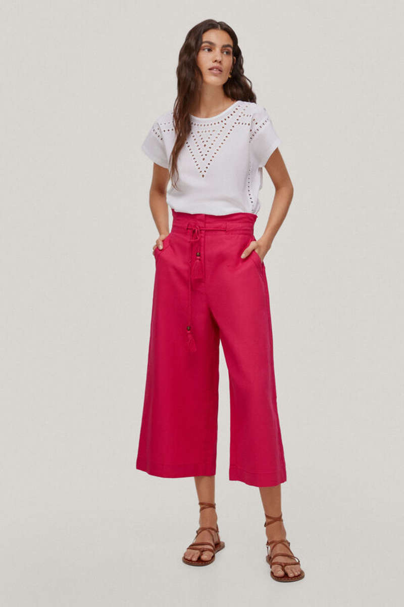 Pantalón paperbag en color rosa