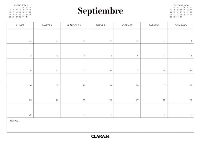 Calendario septiembre 2024