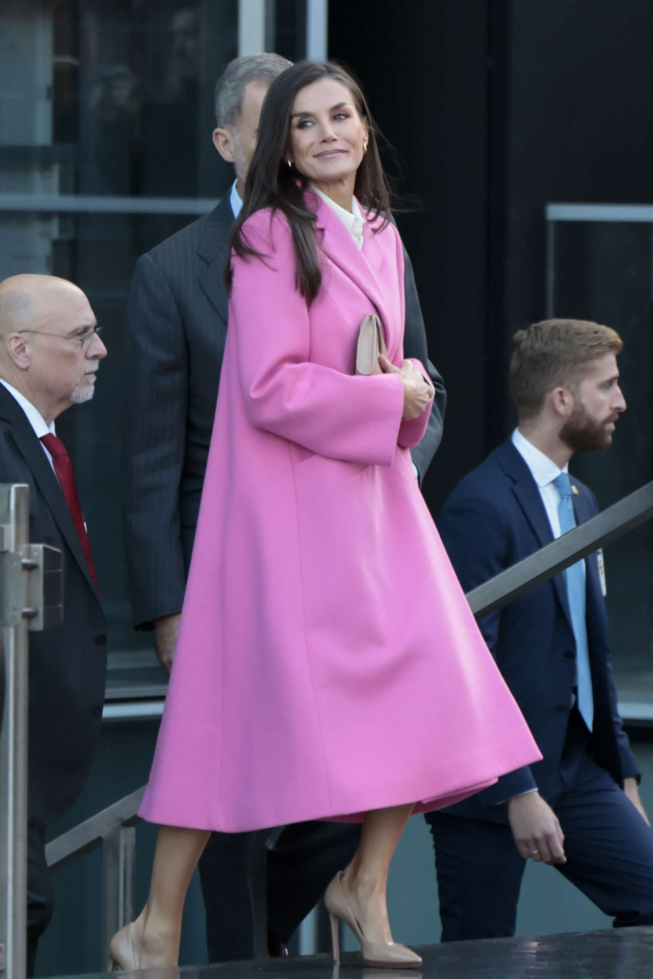 Abrigo de paño rosa de la Reina Letizia
