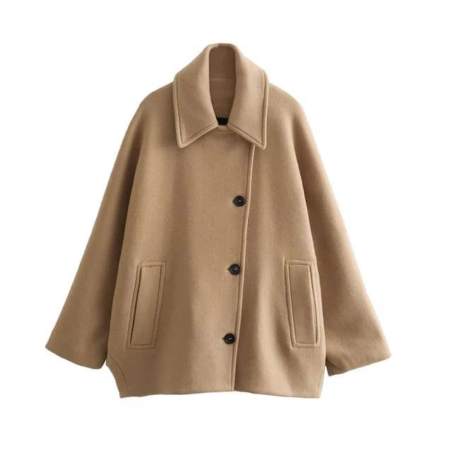 SLTNX abrigo de mezcla TRAF para mujer prendas de vestir con cuello vuelto exteriores chaqueta de jpg   jpg