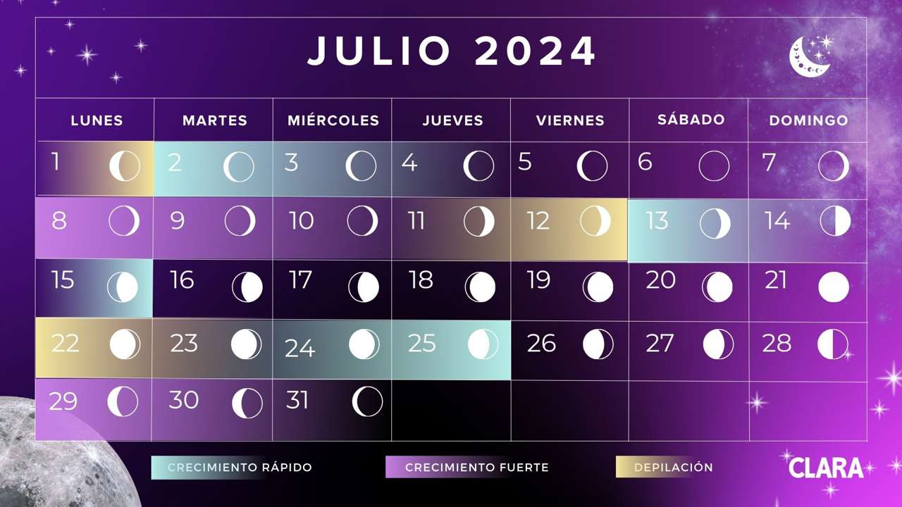 Calendario lunar de juio 2024