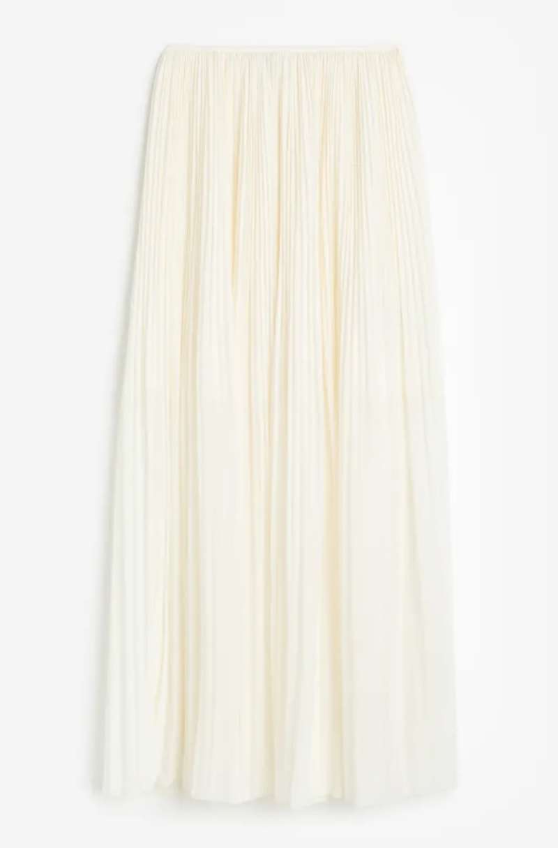 Falda blanca plisada H&M