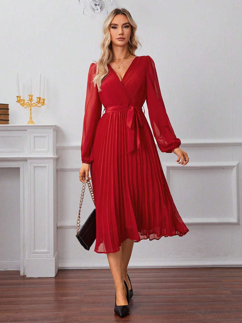 vestido rojo shein