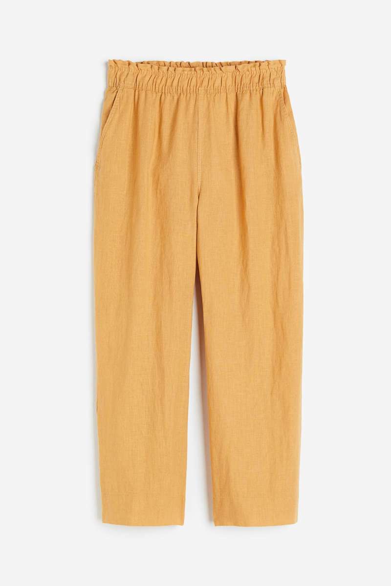 pantalon lino amarillo hm