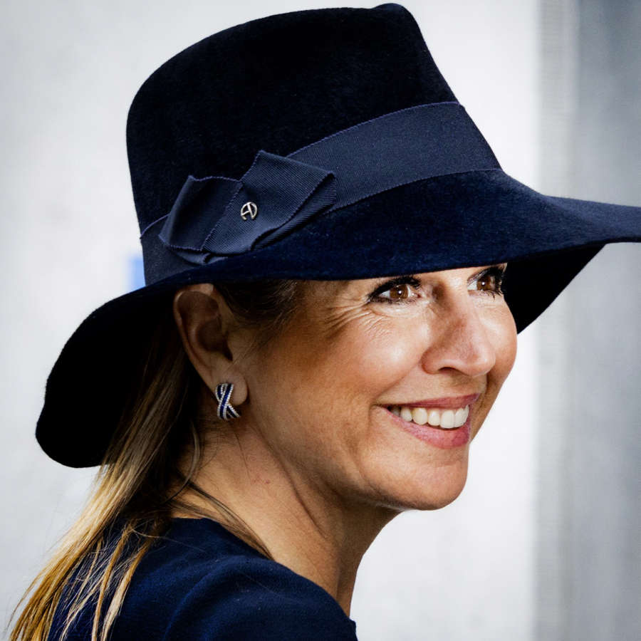 Máxima de Holanda se inspira en Letizia con el total look azul marino más elegante: favorecedor y con print en tendencia