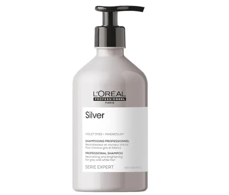 L'Oréal Professionnel Silver, champú neutralizador para pelo gris, blanco o rubio claro.