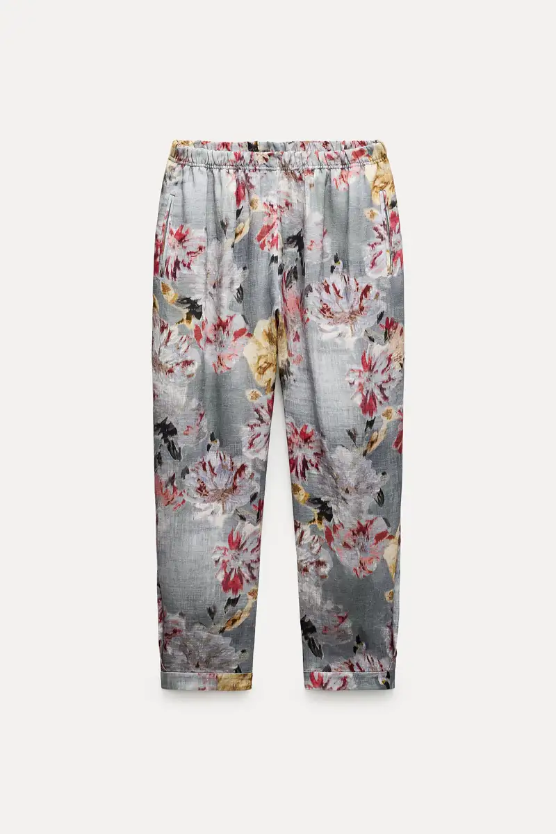 Pantalón con lino de Zara