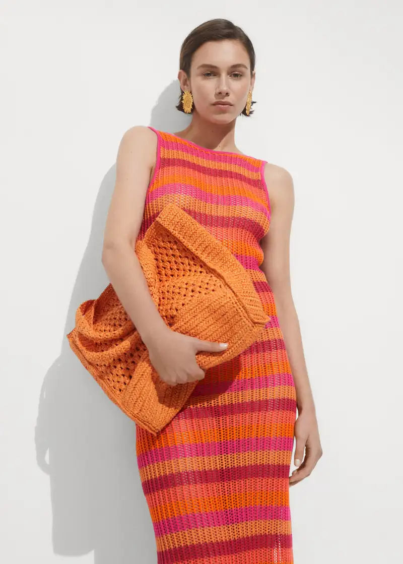 vestido crochet rayas mango 02