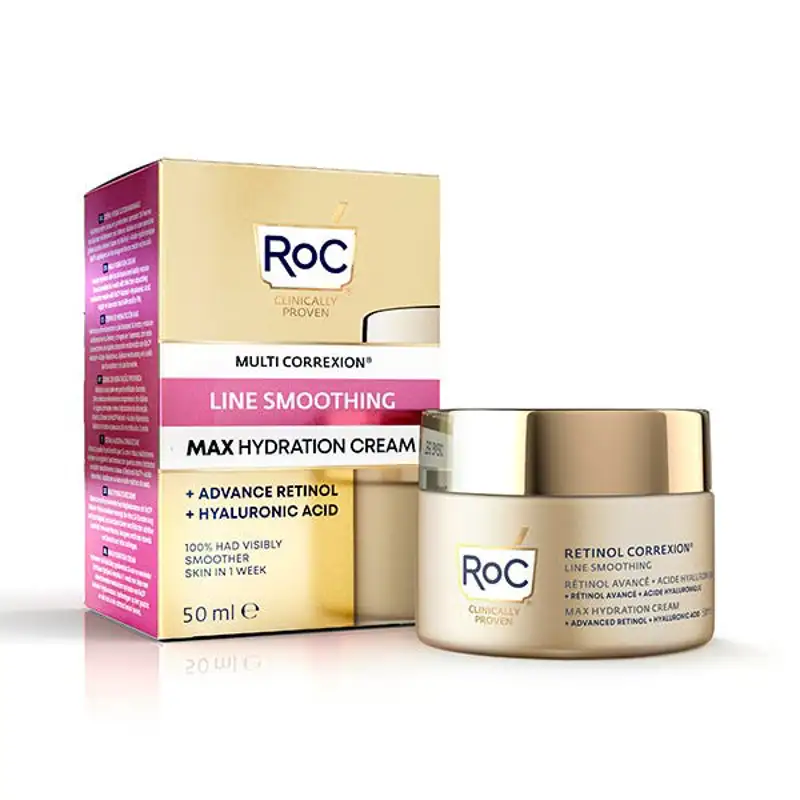  retinol y ácido hialurónicoLine Smooth Crema Max Hydra Roc