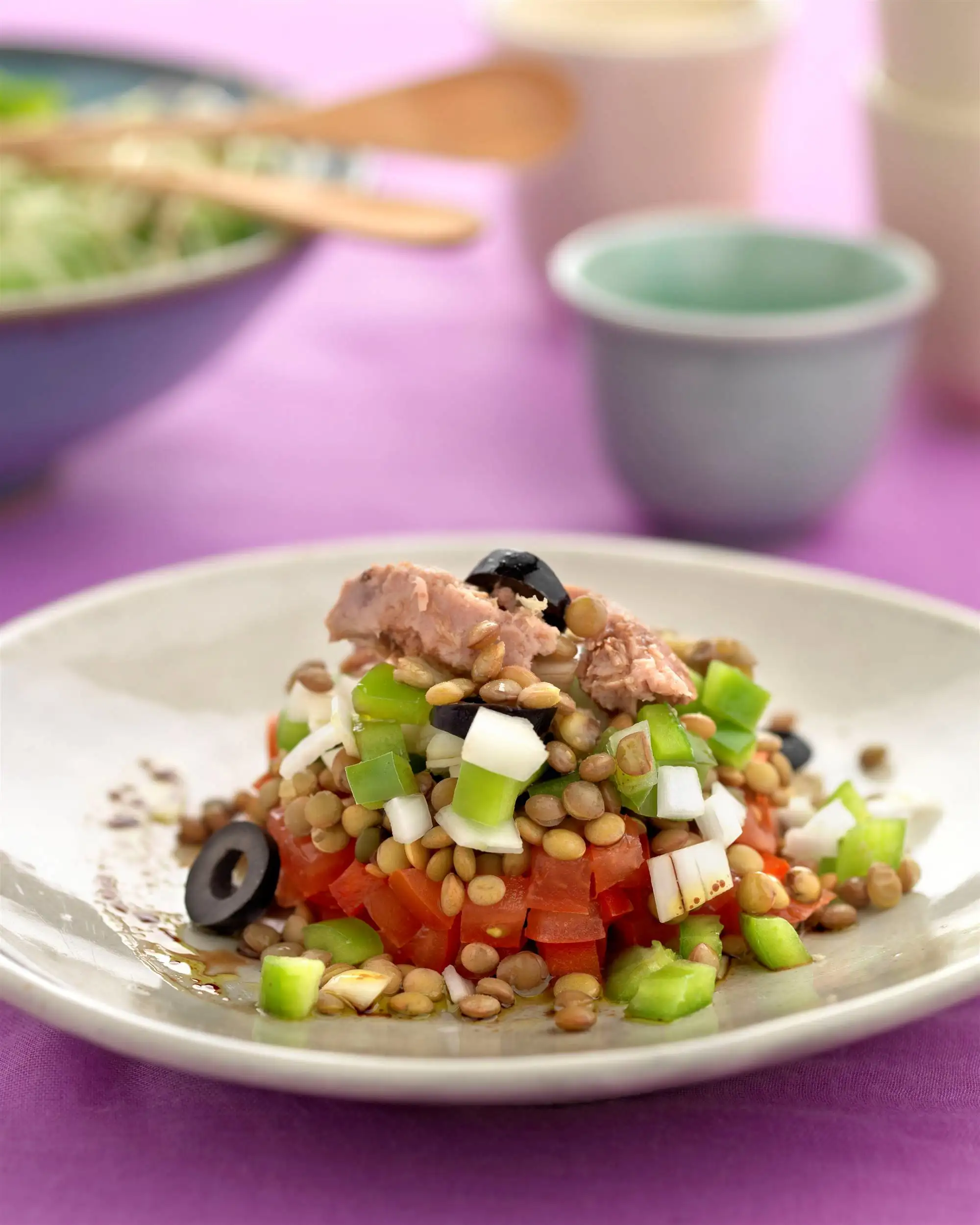 Ensaladas de atún y lentejas