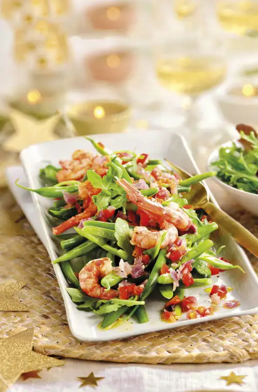 Ensalada de judías verdes con gambas