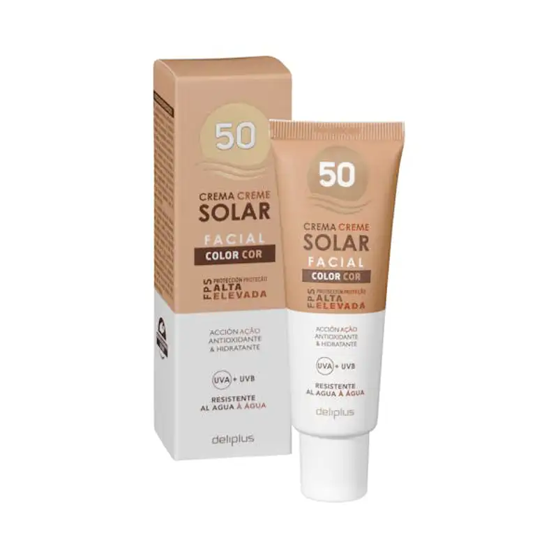 mercadona rutina facial Crema protección solar facial con color Deliplus