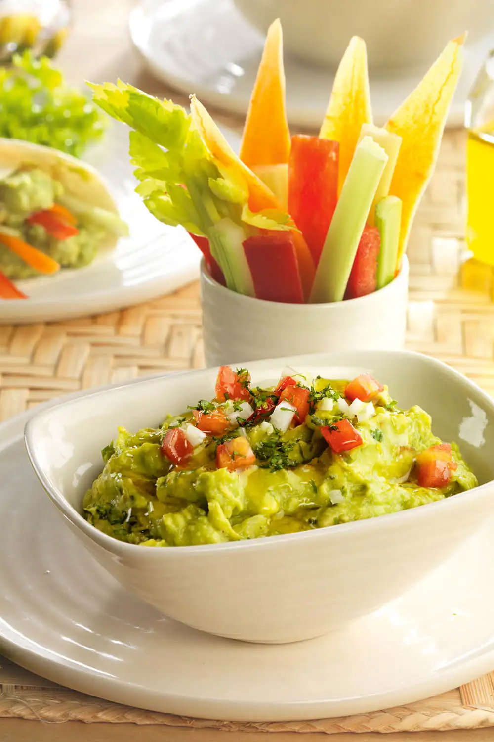 aperitivos fríos Guacamole con crudités