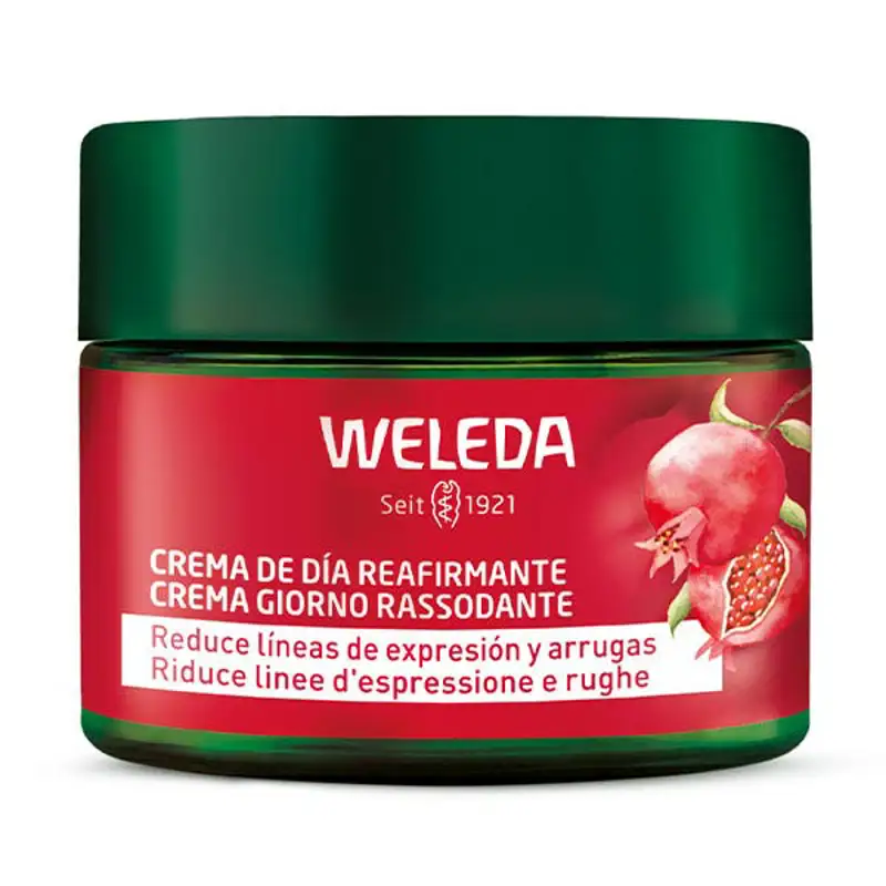 mejores cremas antiedad 50 años de farmacia Weleda Crema de Día Reafirmante de Granada y Péptidos de Maca