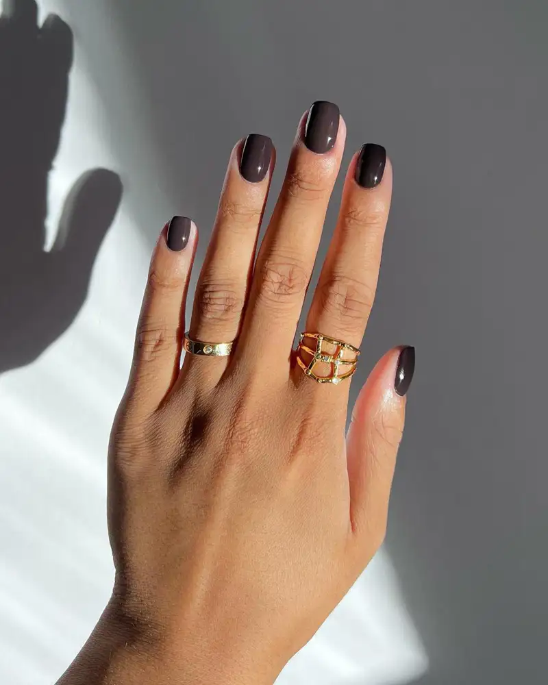 manicura en color marron oscuro