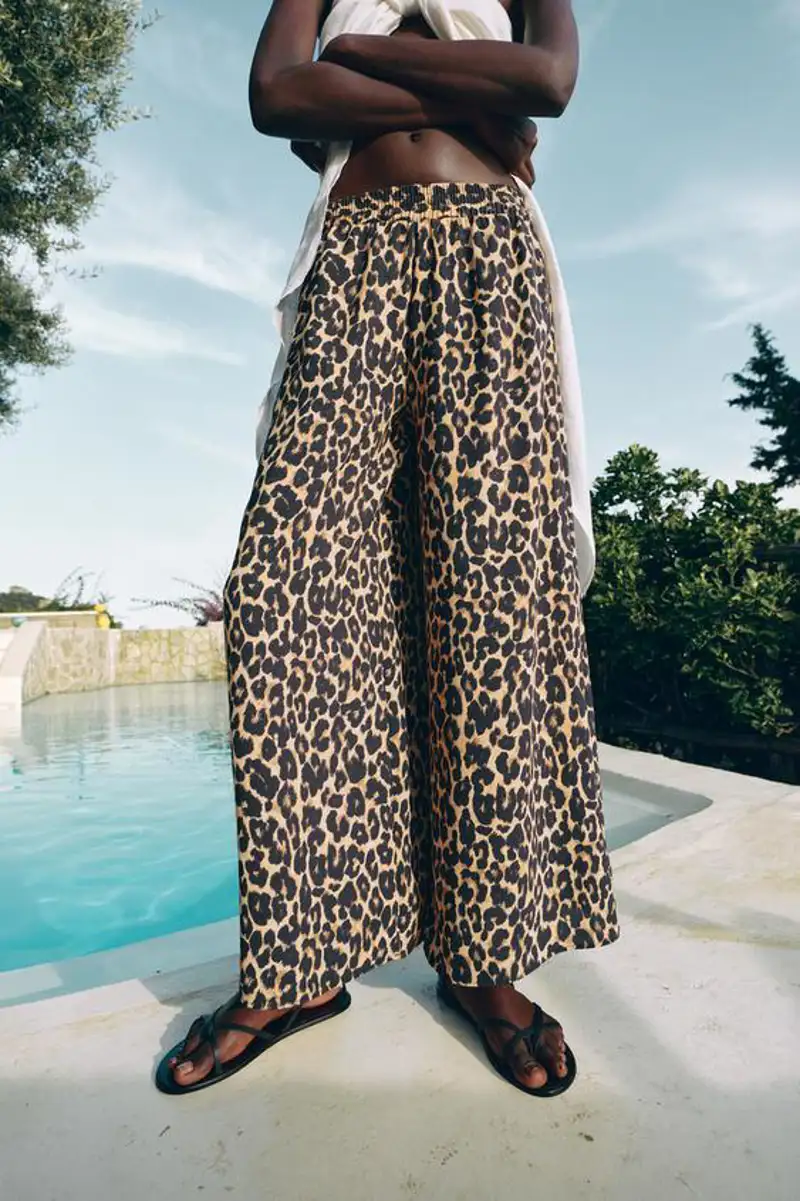 Pantalones holgados de leopardo 