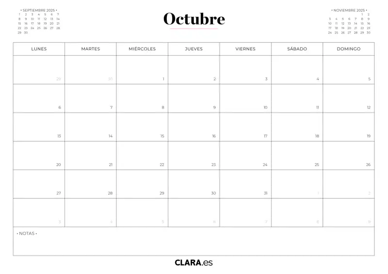 Octubre calendario 2025 imprimir jpg gratis descargar