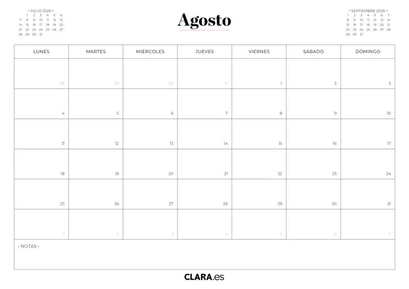 Agosto calendario 2025 imprimir jpg gratis descargar