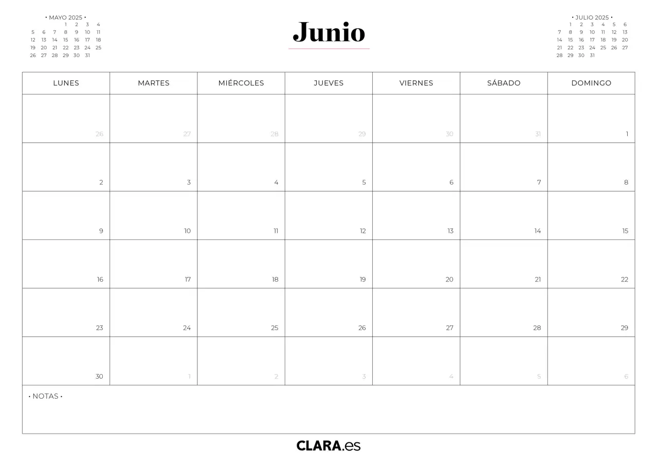 Junio calendario 2025 imprimir jpg gratis descargar