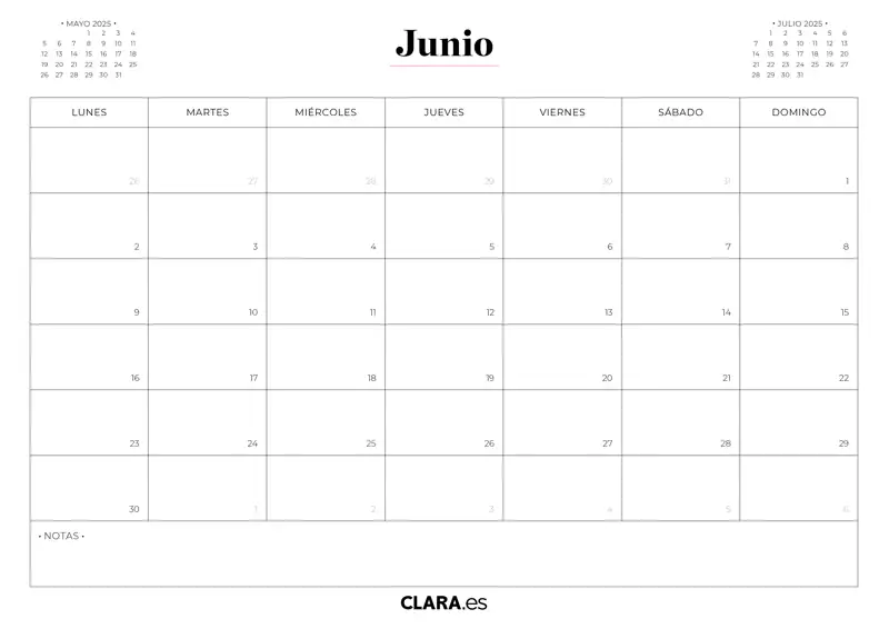 Junio calendario 2025 imprimir jpg gratis descargar