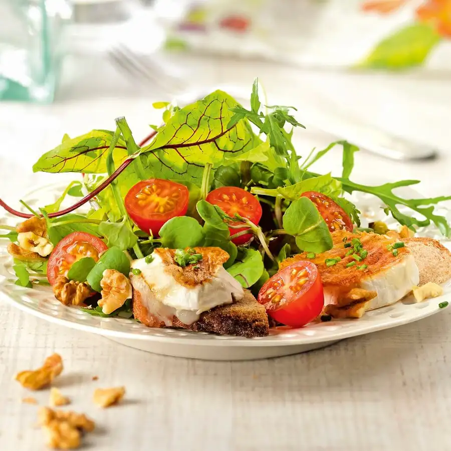 --ensalada con tostas de queso de cabra