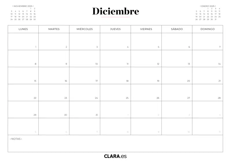 Diciembre calendario 2025 imprimir jpg gratis descargar