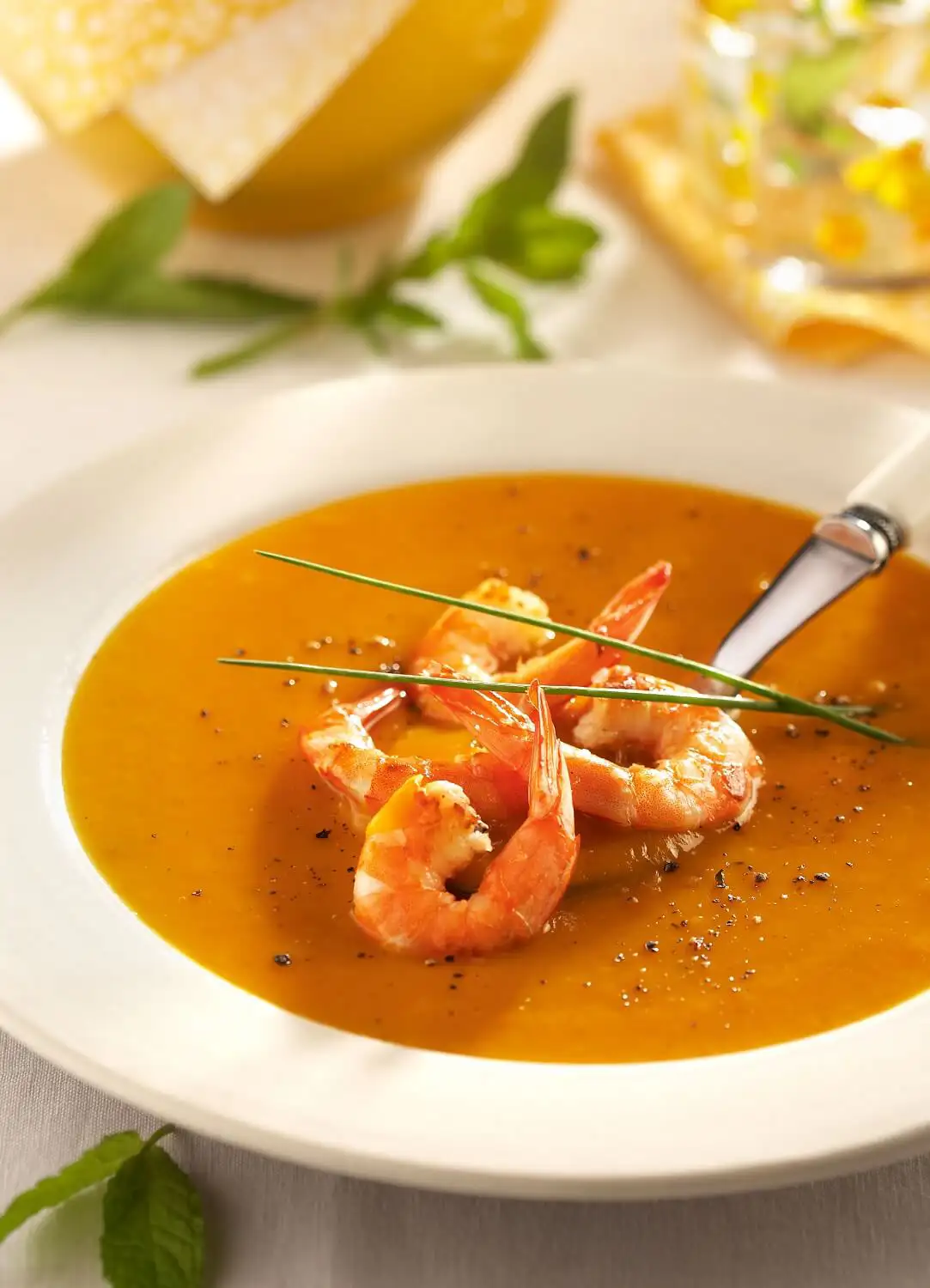 recetas de crema de calabaza con langostinos