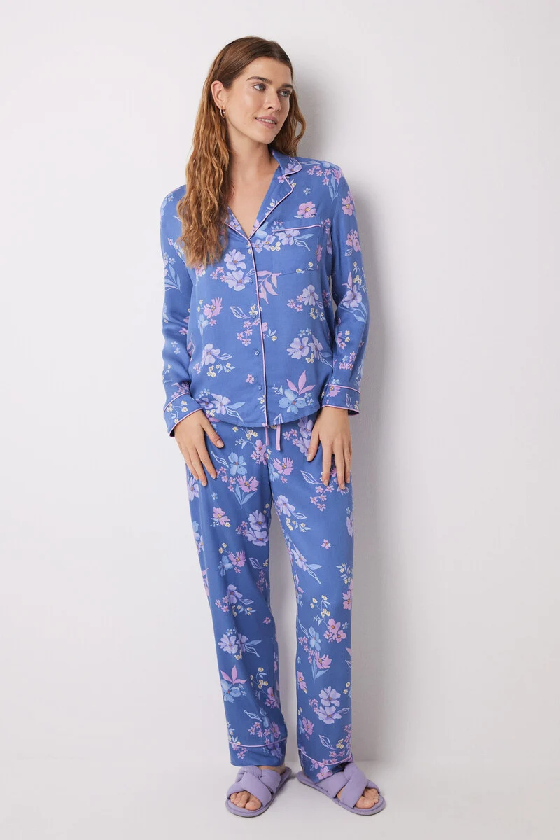 pijama camisero flores