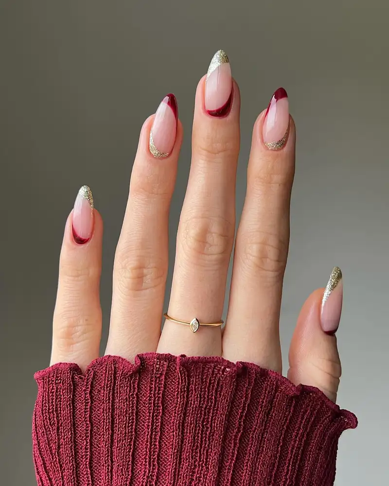 uñas rojas decoradas elegantes Con plateado