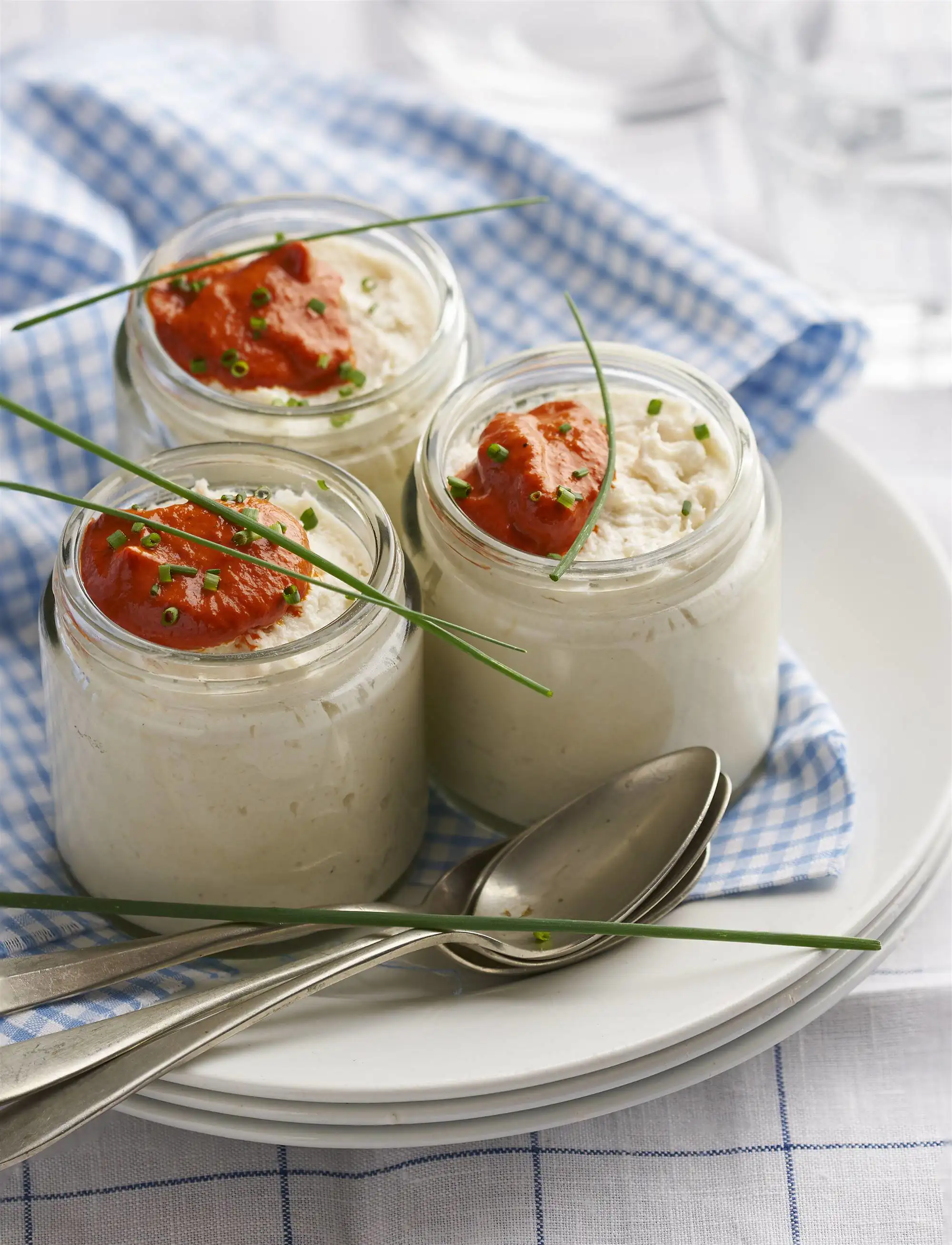 Vasitos de brandada de bacalao con pimiento