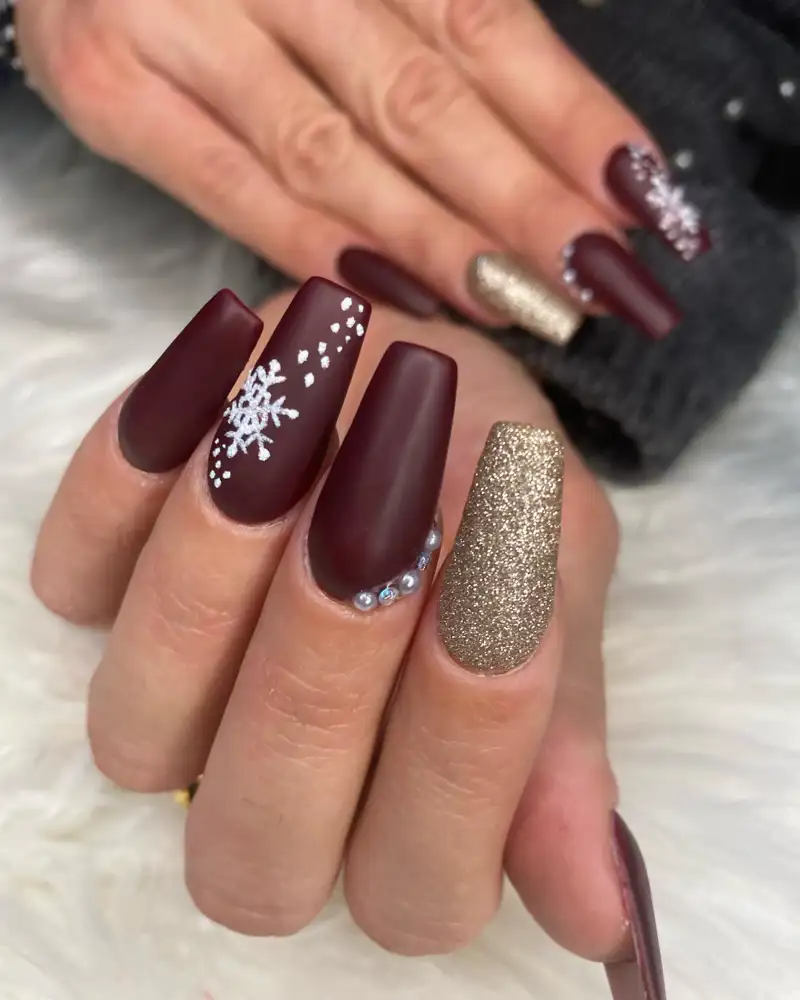 Uñas navideñas BURGUNDY 