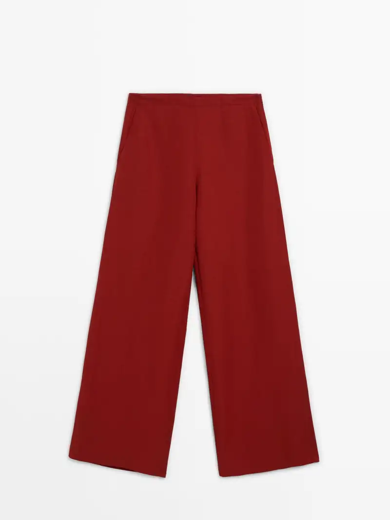 Pantalones holgados Massimo Dutti rojo