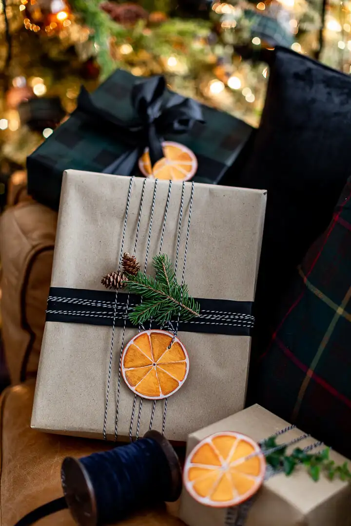 manualidades navideñas rodajas de naranja de madera