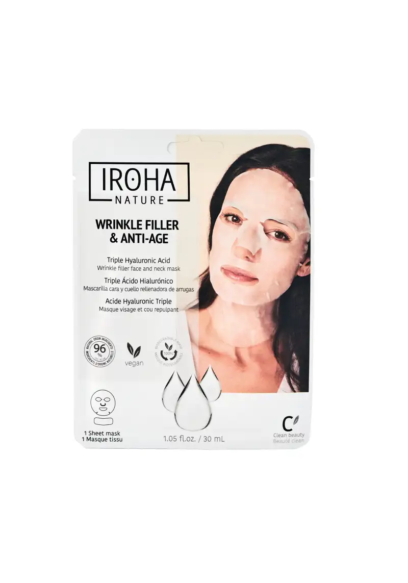 Cremas ácido hialurónico Mascarilla Rellenadora y Antiedad con triple ácido hialurónico de Iroha Nature