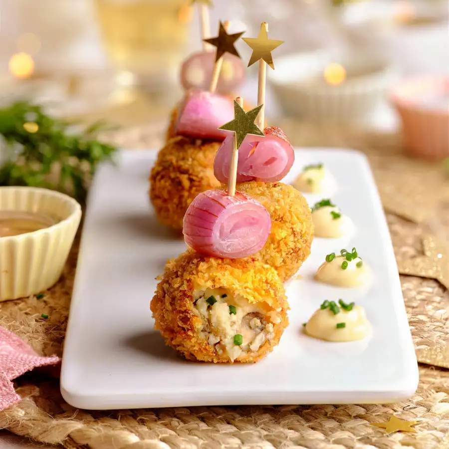 Bolitas de boletus y foie