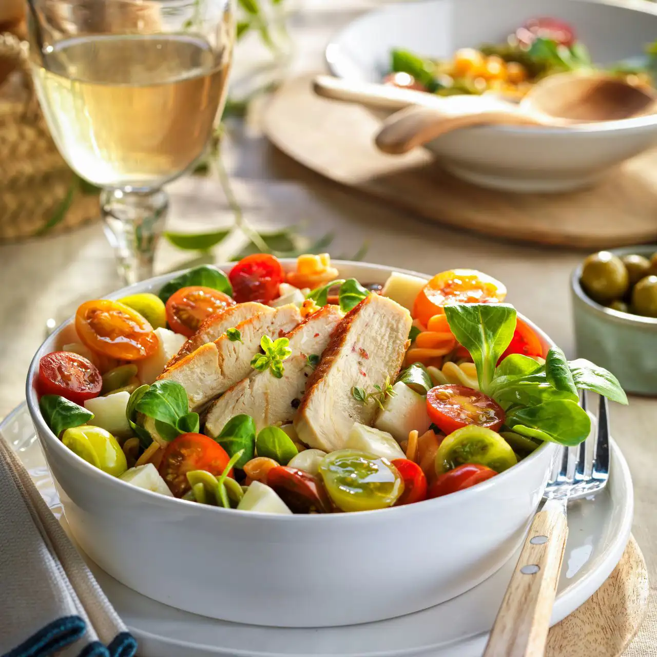 ensalada pasta pechuga pollo