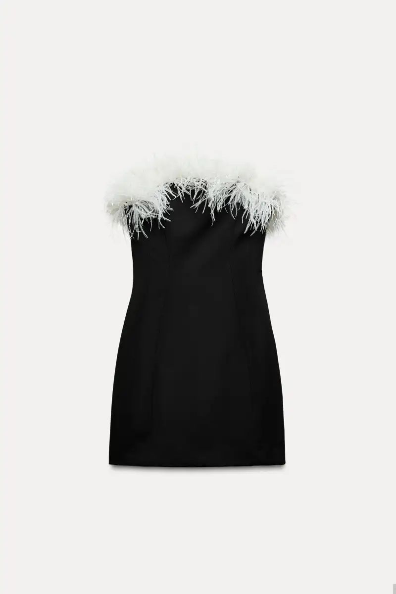 Vestidos negros de Zara Elastico plumas