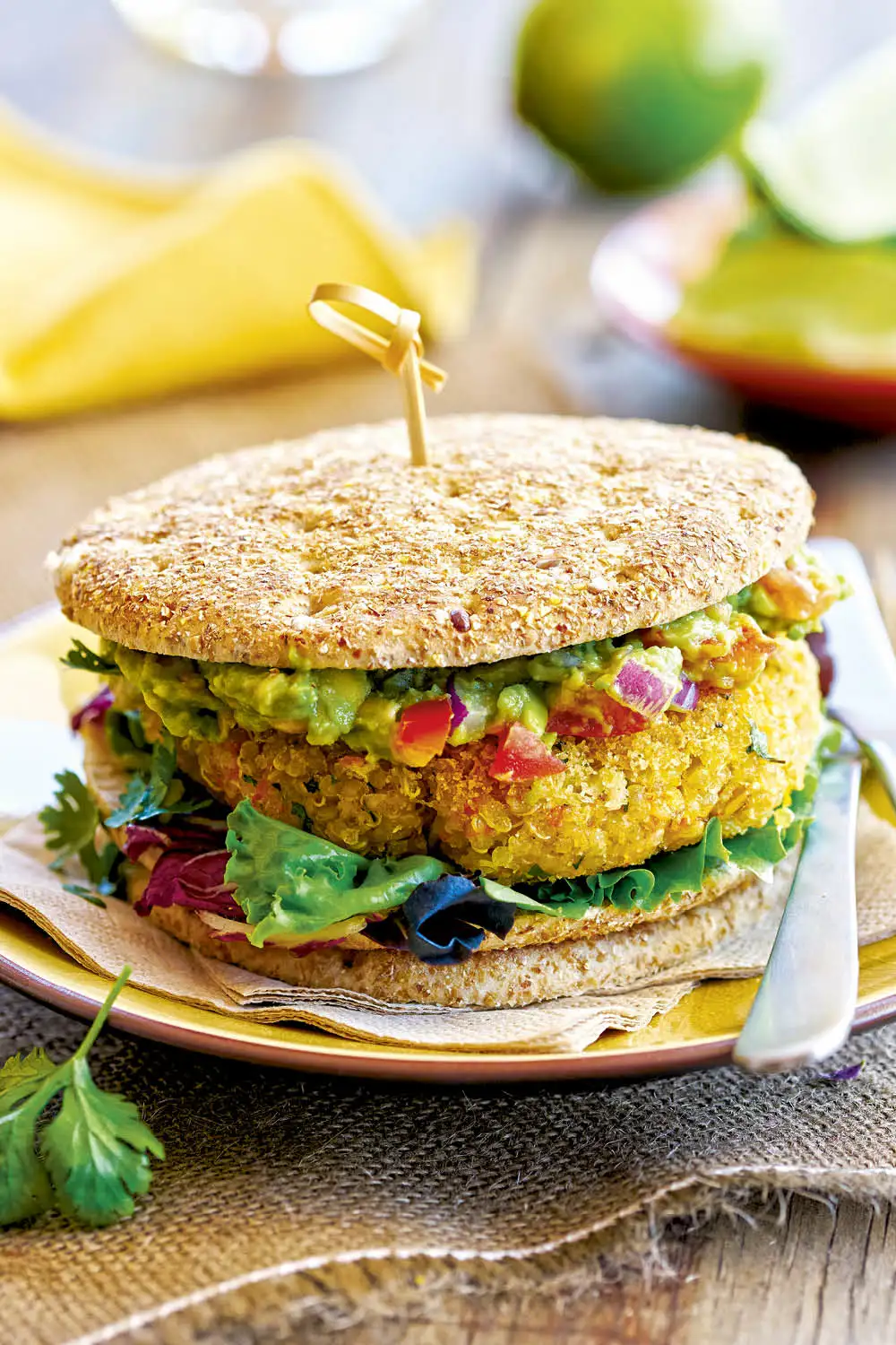 recetas con guacamole para cenar hamburguesa quinoa guacamole